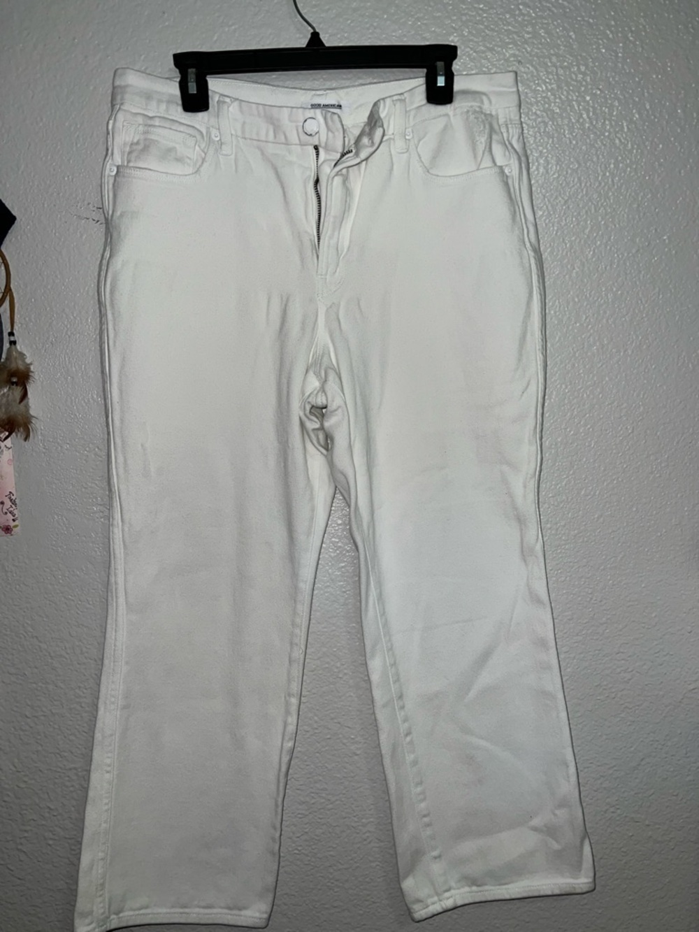 Good American Good Curve High Rise White Straight-Leg Jeans 14/32